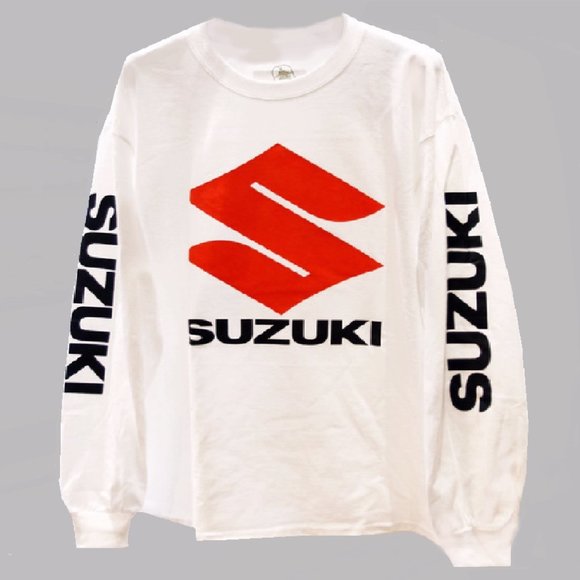 Suzuki Logo White Jersey Long Sleeve T-Shirt - NEW Fast Ship - Picture 2 of 5